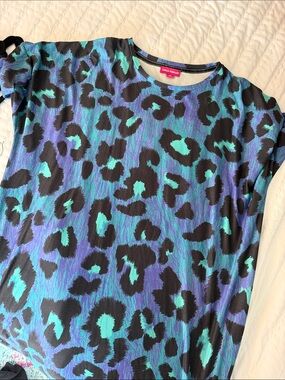 Universal Thread Teal, Purple & Black Leopard Print Mini Dress